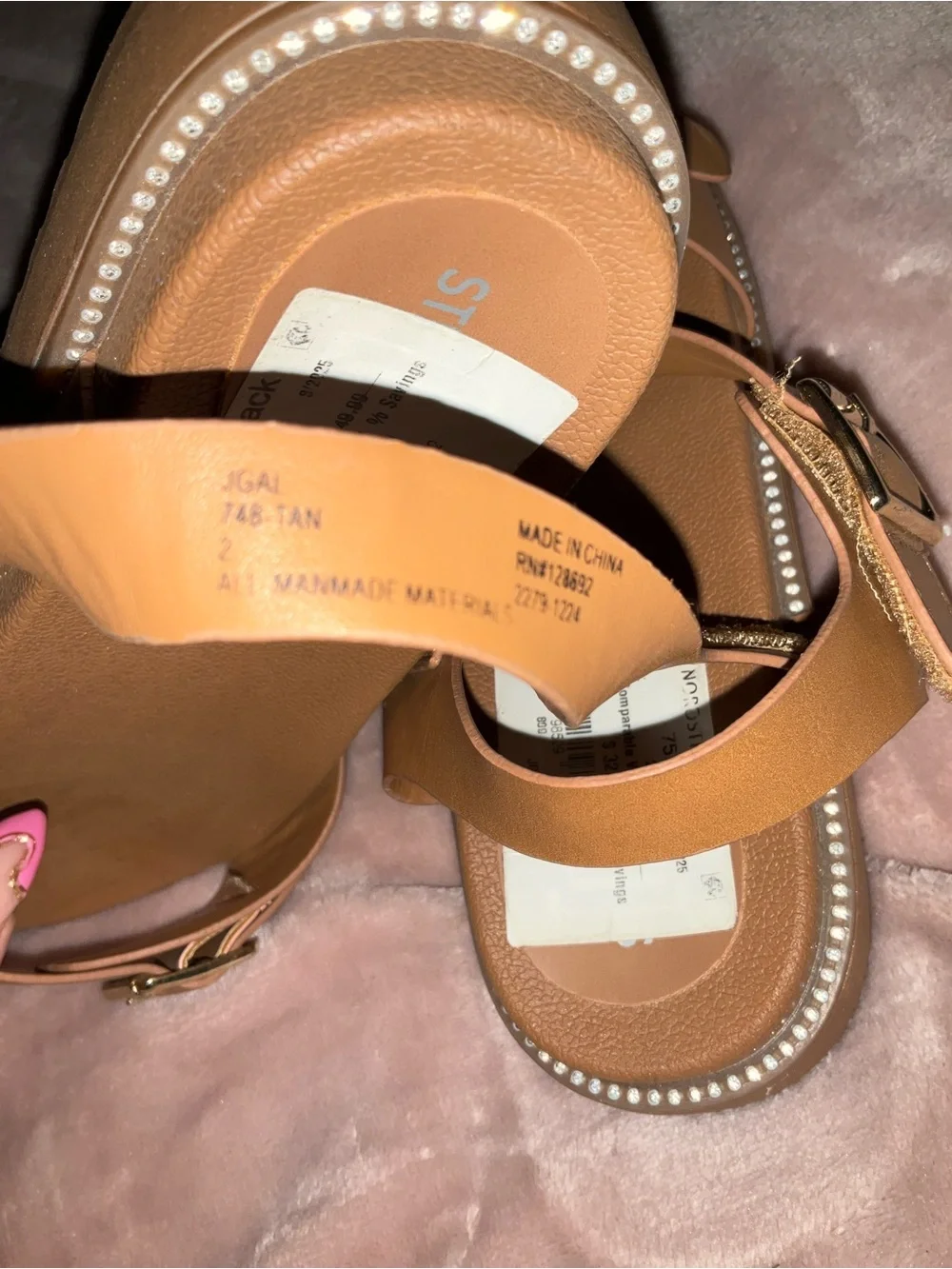 Steve Madden Kids Tan Double-Buckle Sandals